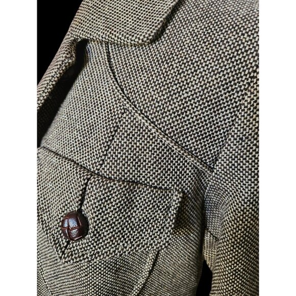 Vintage Brown wool Tweed women's Jacket With Button Accents & Pockets 1970s - Picture 7 of 10